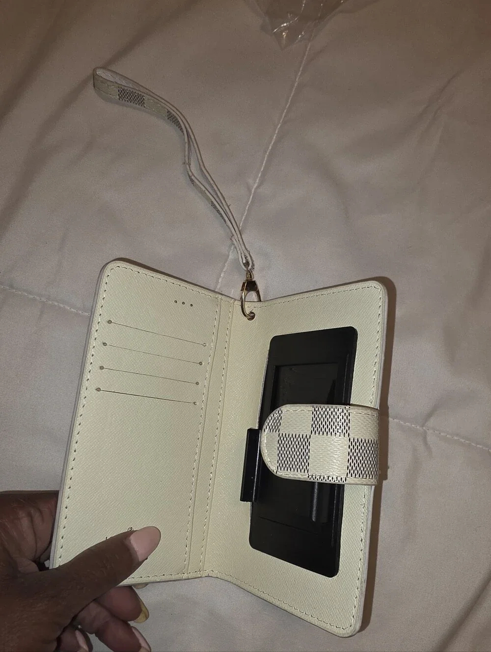 Damier Inspired Small Wallet Clutch - White/Gray